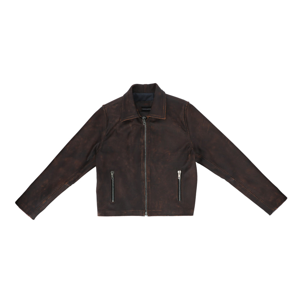 CROPPED COWBOY JACKET /  worn out chocolate/miel