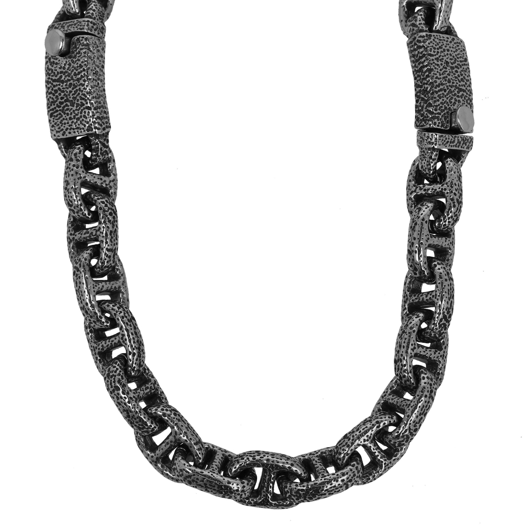 COLLAR CHUNKY CHAIN  / OLD SILVER