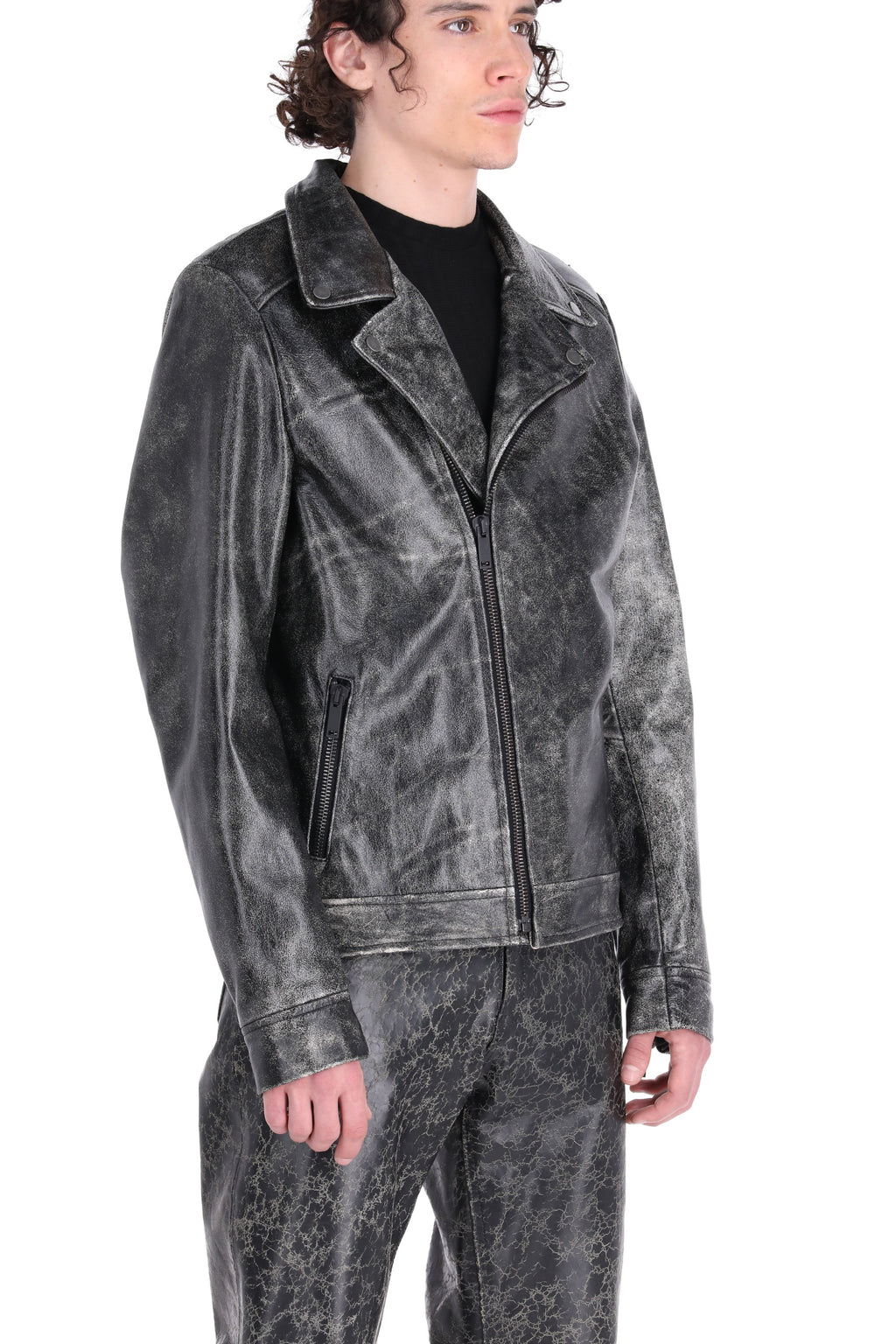 WORN OUT BIKER JACKET / black