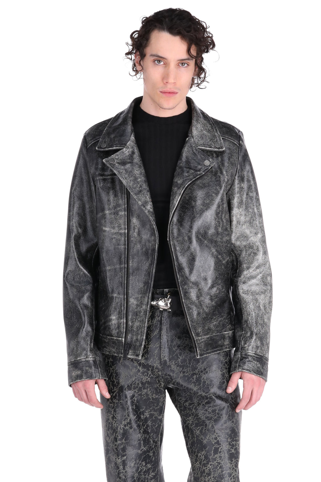 WORN OUT BIKER JACKET / black