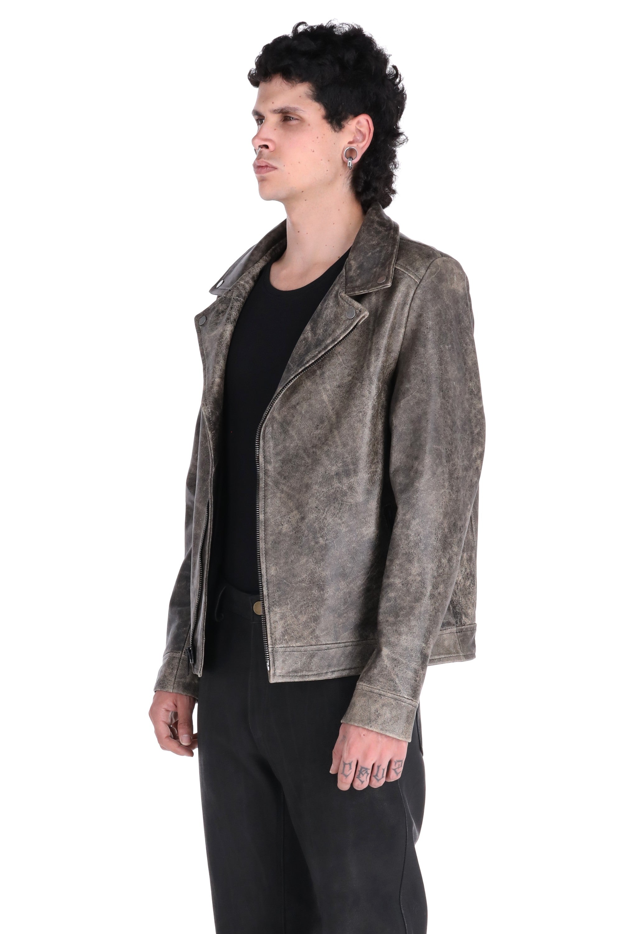 WORN OUT BIKER JACKET / camel