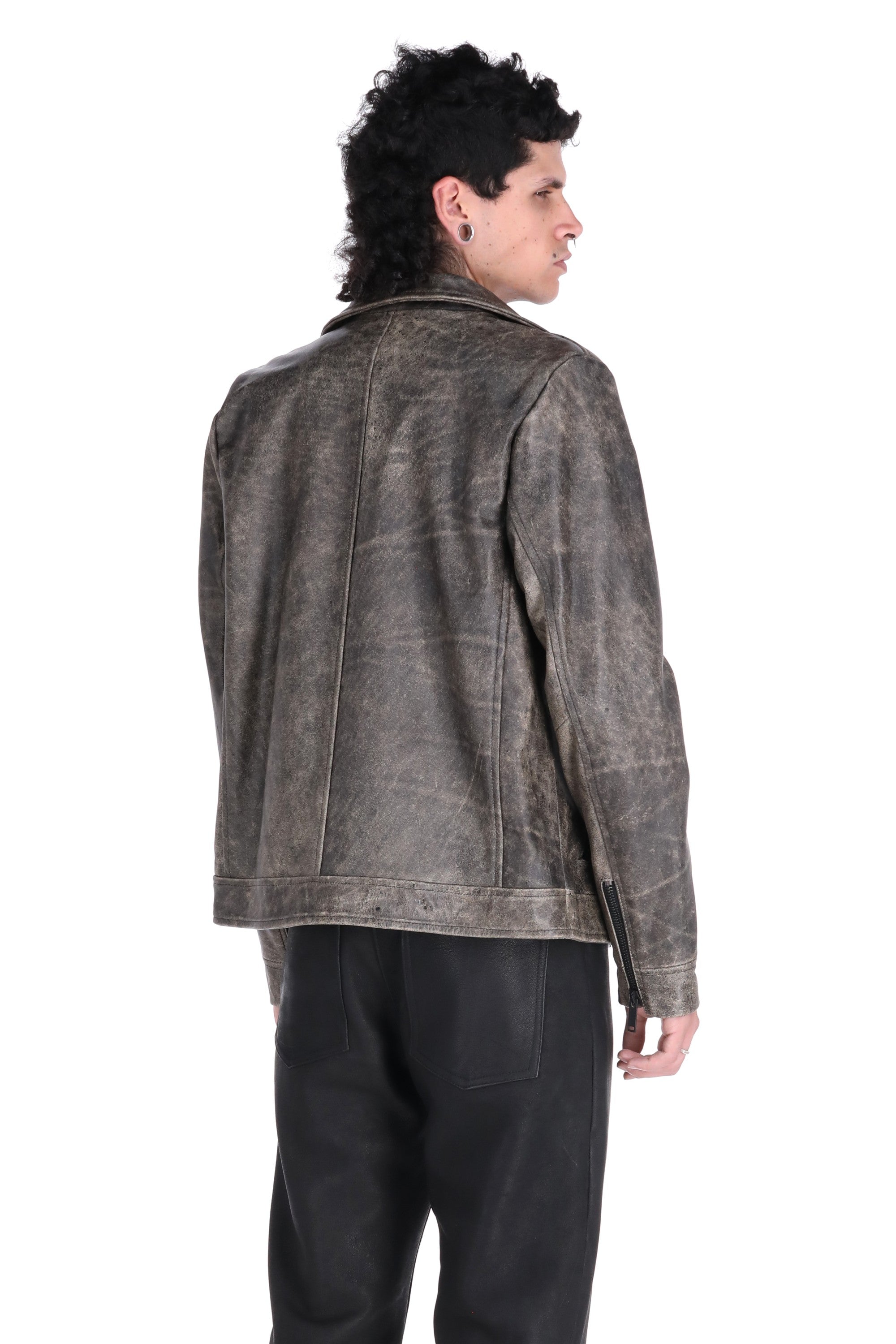 WORN OUT BIKER JACKET / camel