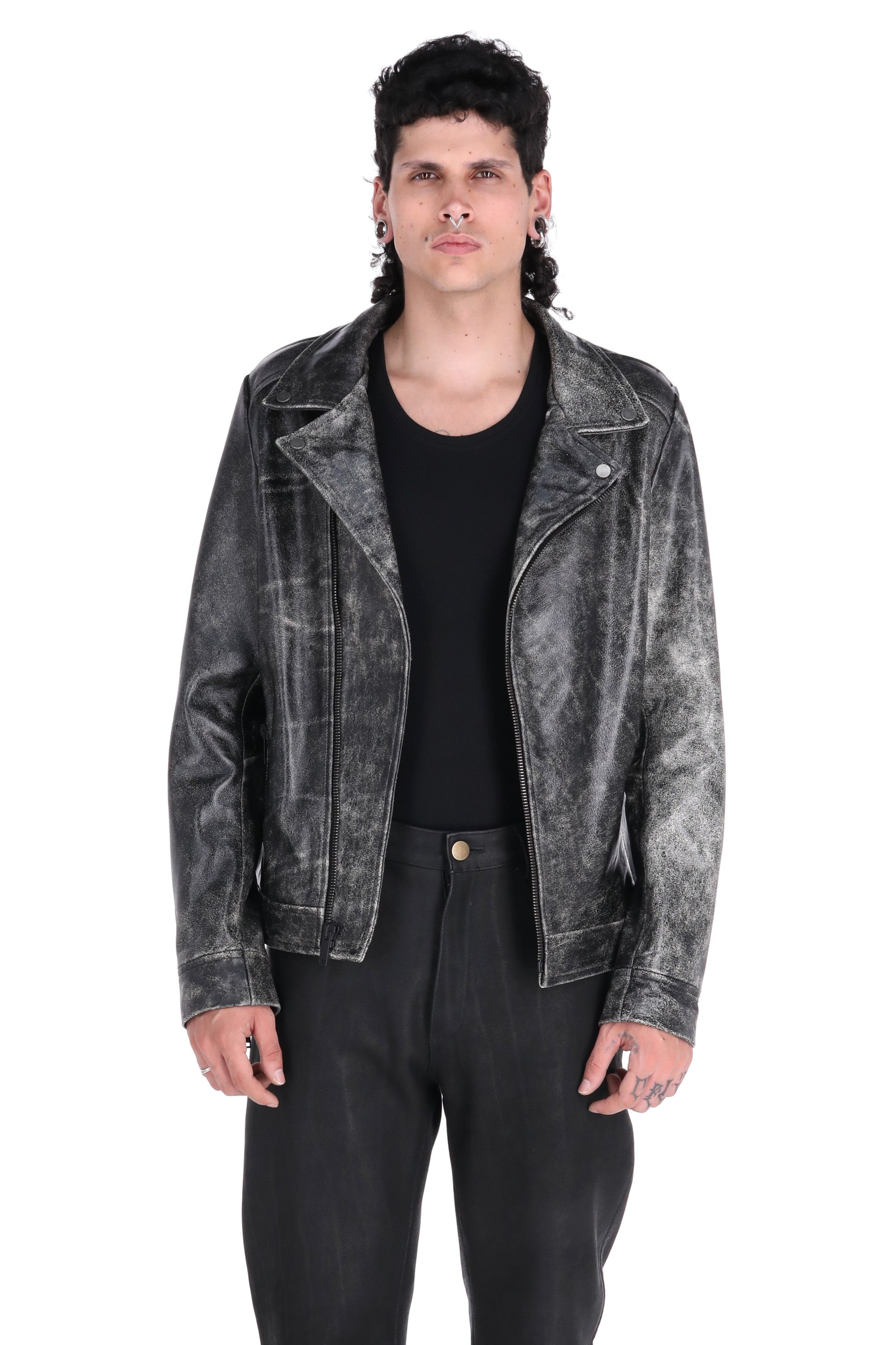 WORN OUT BIKER JACKET / black