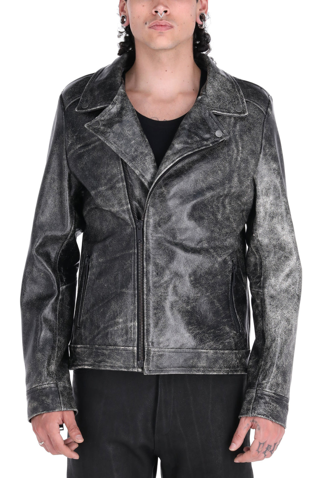 WORN OUT BIKER JACKET / black