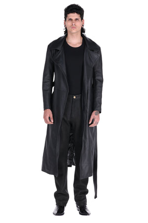 LEATHER TRENCH COAT //  Glossy Black