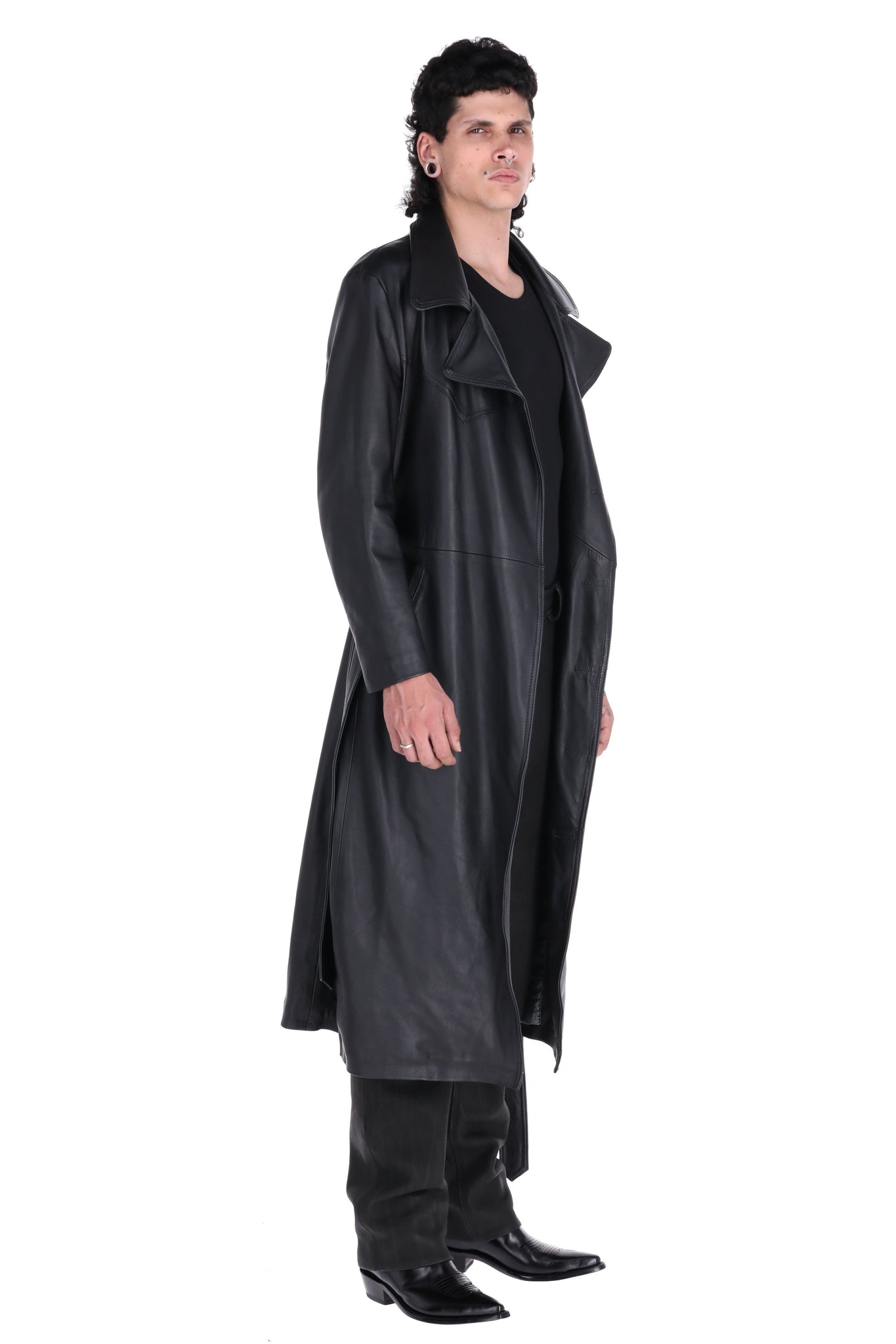 LEATHER TRENCH COAT //  Glossy Black