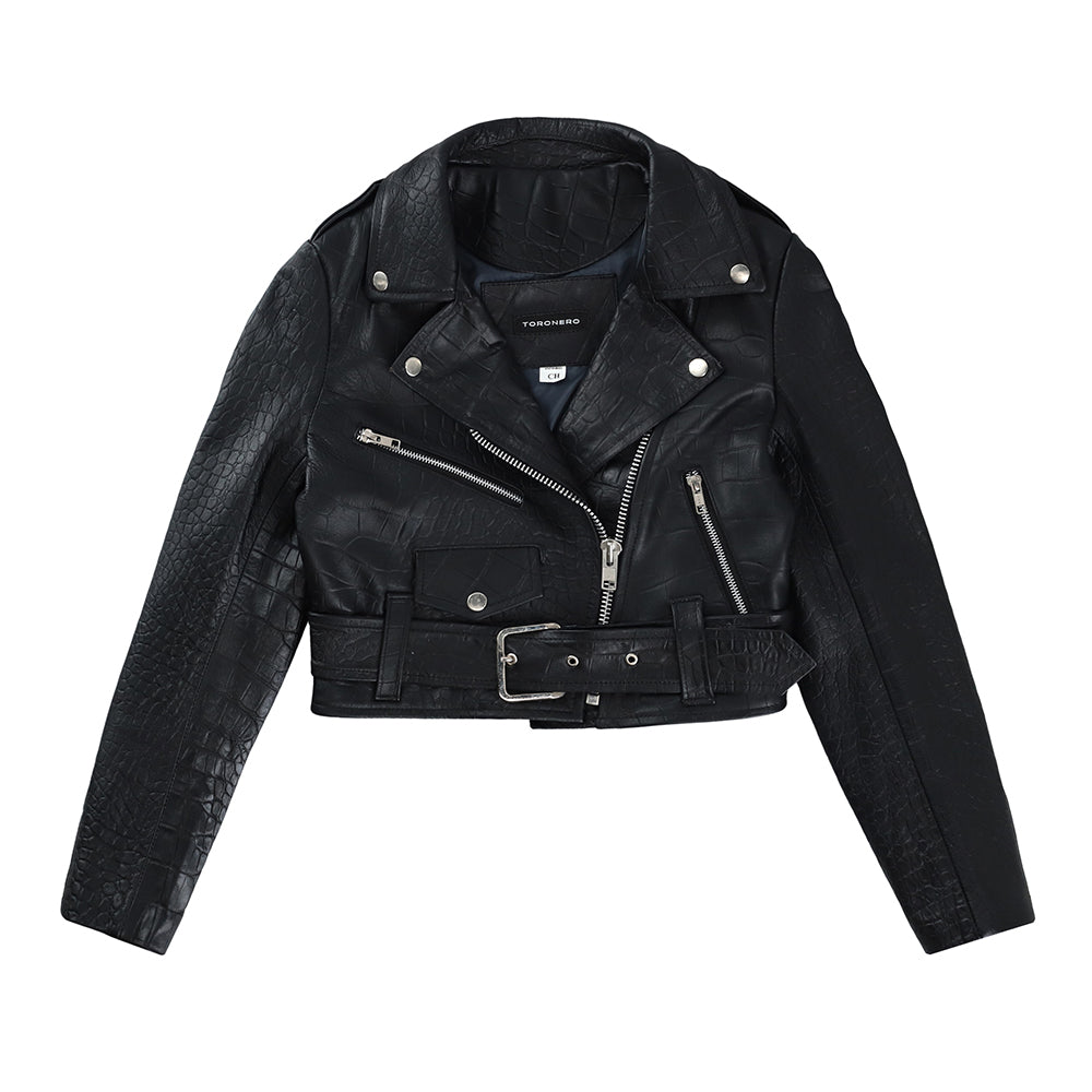 CROP BIKER JACKET // Lagarto Negro